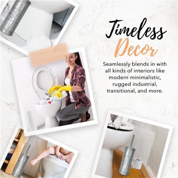 Rustic Toilet Bowl Brush & Holder,Farmhouse Bathroom Toilet Brush for Farmhouse - Picture 6 of 7